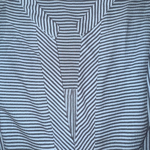 Monteau Black and White Striped peplum Blouse - Picture 5 of 5